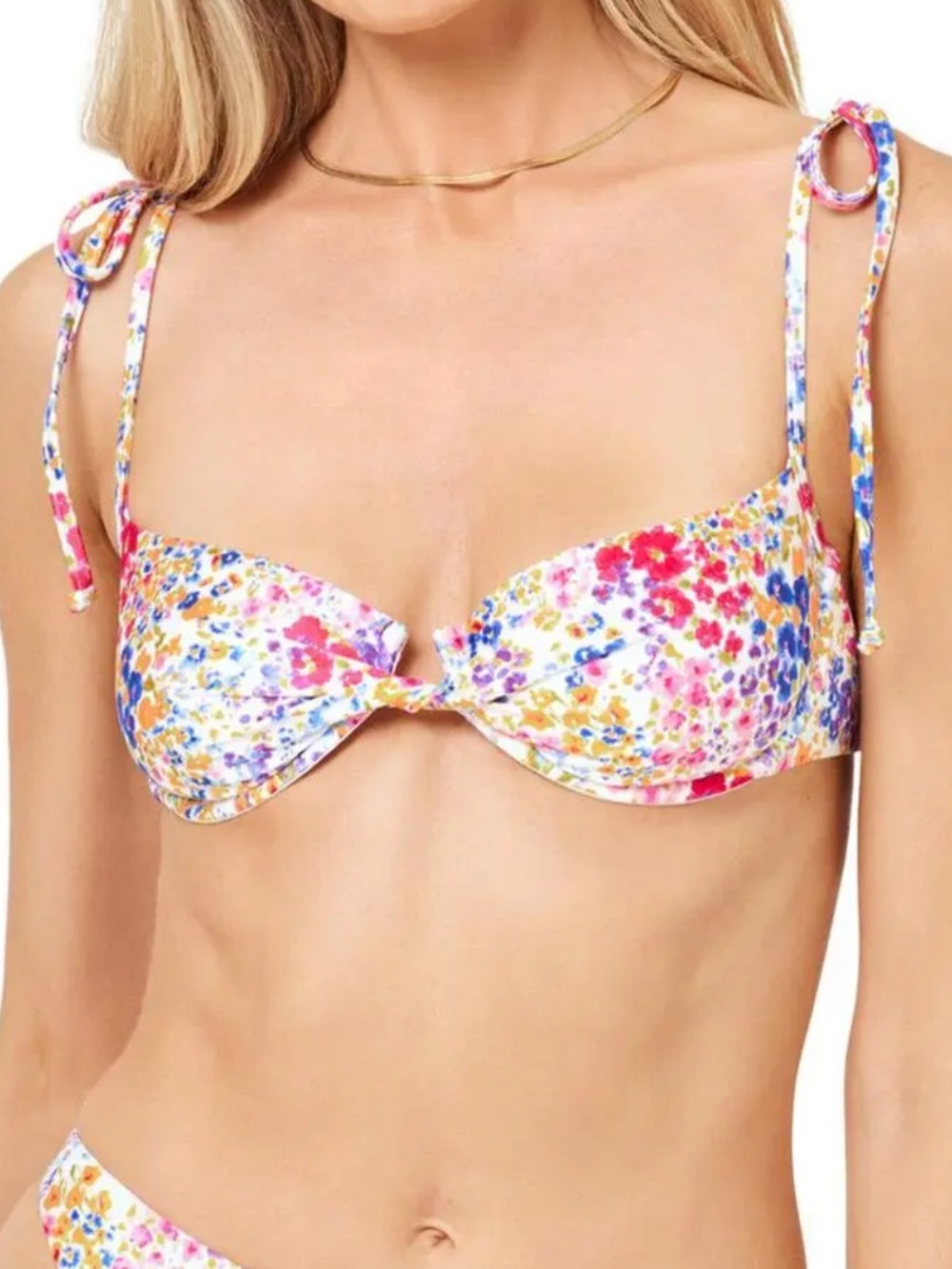 L*Space NWT Kerri Bikini Top Medium Floral Lined Under Wire Bra Ties Hooks